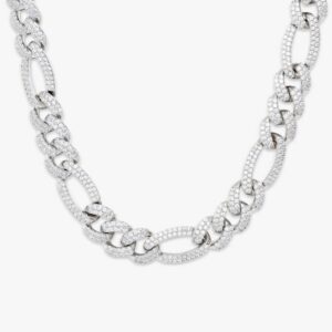 16MM Iced Out Figaro Chain 14K Gold