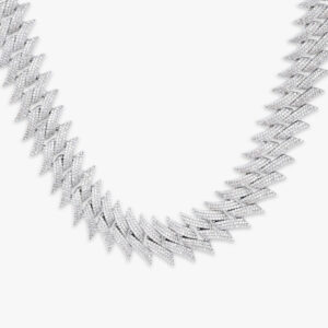 18MM Iced Out Spiked Cuban Link Chain 14K Gold