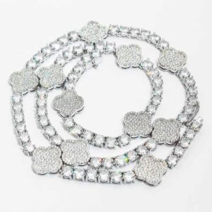 5MM Four Leaf Moissanite Tennis Chain 14K Gold