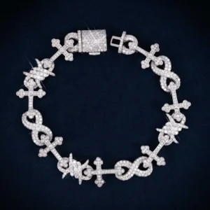 14MM Moissanite Infinity Halo Cross Link Bracelet