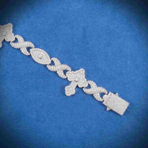 15MM Moissanite Cross Eye Infinity Link Bracelet
