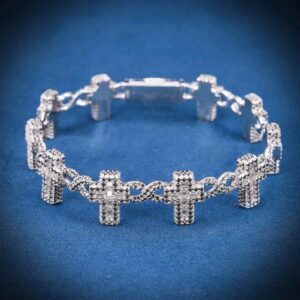 15MM Black Moissanite Cross Link Bracelet