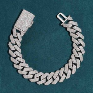 15MM 4-Row Moissanite Cuban Link Bracelet