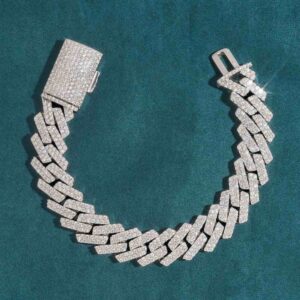 15MM 2-Row Moissanite Cuban Link Bracelet