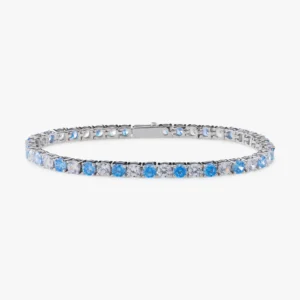 5MM Blue/White Moissanite Tennis Bracelet