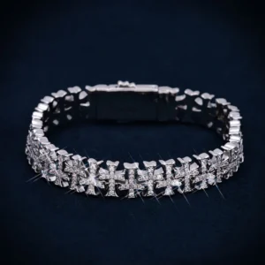 8MM CZ Cross Link Bracelet