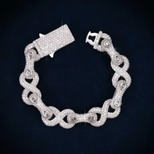 13MM Double-Halo Moissanite Infinity Link Bracelet