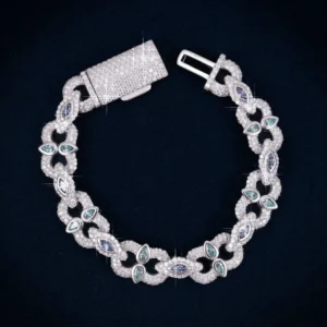13MM Marquise & Pear Cut Moissanite Cuban Link Bracelet