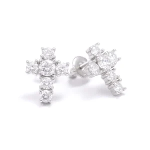 Medium Cross Moissanite Earrings 14K Gold