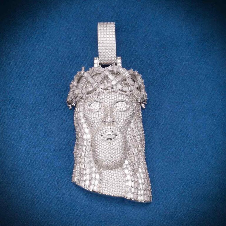 Moissanite-Emerald-Cut-Cluster-Jesus-Pendant-14K-Gold-2