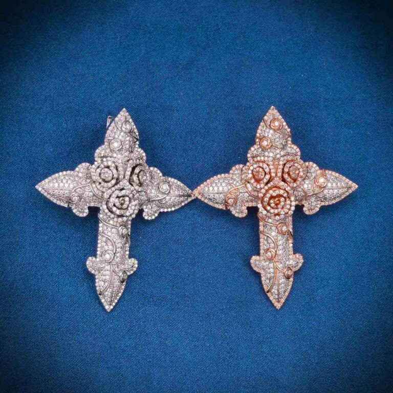 Moissanite-Flower-Cross-Pendant-14K-Gold-2