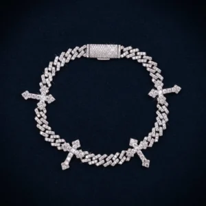 6MM CZ Cross Cuban Link Bracelet