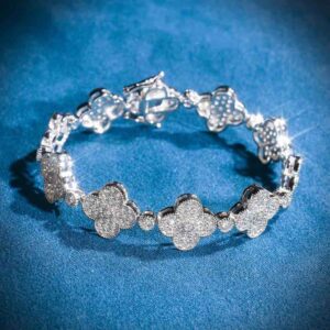 12MM Four Leaf Moissanite Beads Bracelet