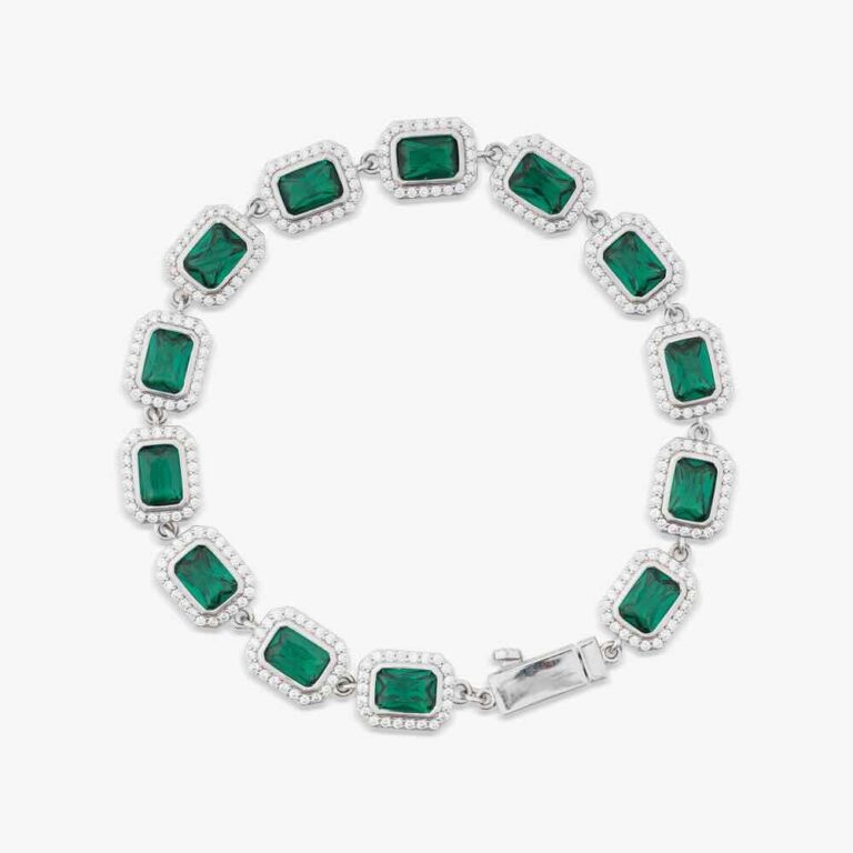 green-baguette-halo-moissanite-bracelet