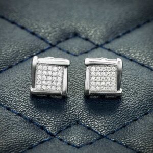 8MM Moissanite Square Cluster Earrings 14K Gold