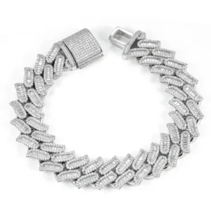 15MM Moissanite Spiked Cuban Link Bracelet